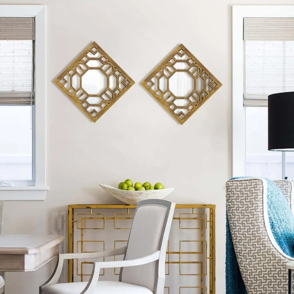 Wood Framed Mirror Set (2)